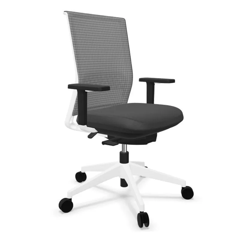Actiu Stay Serie 30 Silla de Oficina Respaldo Tejido Técnico String Blanca/Gris 910130T82