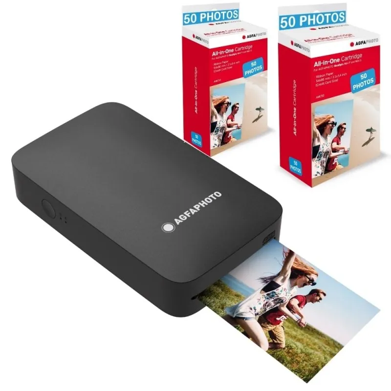 Agfaphoto Realipix Mini P Impresora Fotográfica Bluetooth Negra + 100 Fotos 3760265544547
