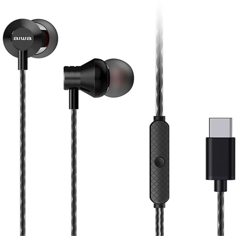 Aiwa ESTM_50USB_C_BK Auriculares Intrauditivos con Micrófono Negros ESTM_50USB_C_BK
