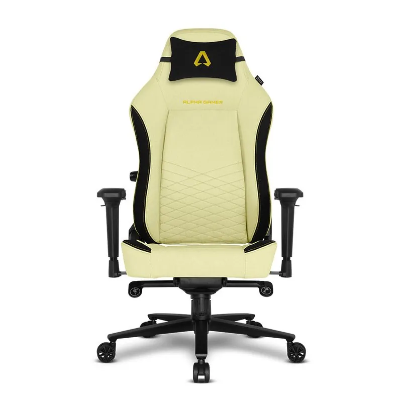 Alpha Gamer Alegra Silla Gaming de Tela con Soporte Lumbar Ajustable Amarilla/Negra AGALEGRA-F-YL
