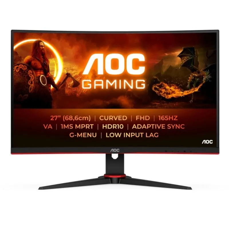 AOC C27G2E/BK 27" Curvo FullHD 165Hz VA 1ms Altavoces HDMI DP 1500R Gaming C27G2E/BK