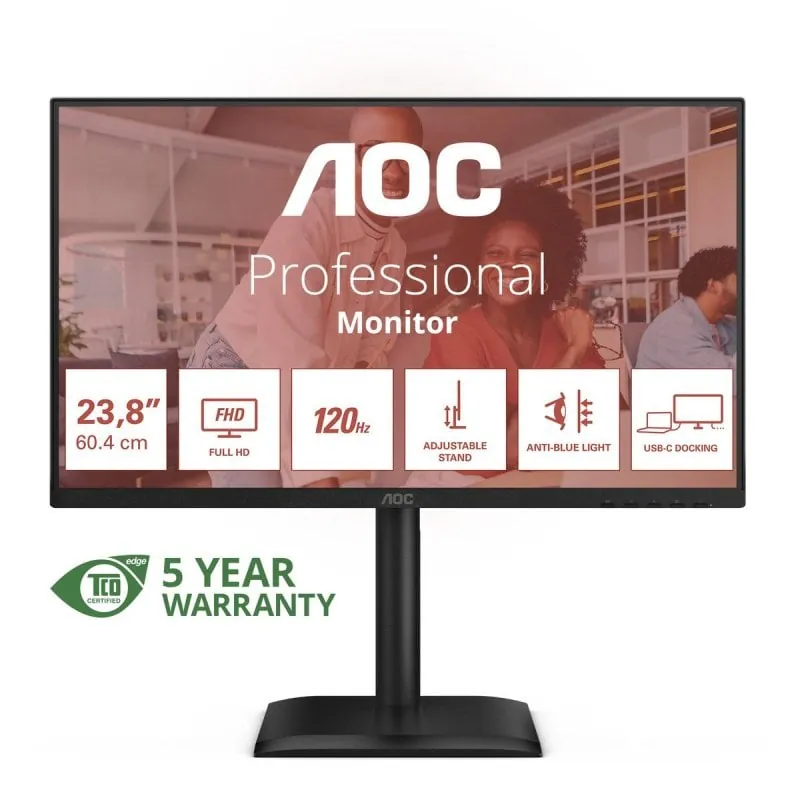 AOC E4 24E4CV 24" FHD 120Hz IPS 24E4CV Altura Ajustable Altavoces USB-C 90W HDR VESA 24E4CV