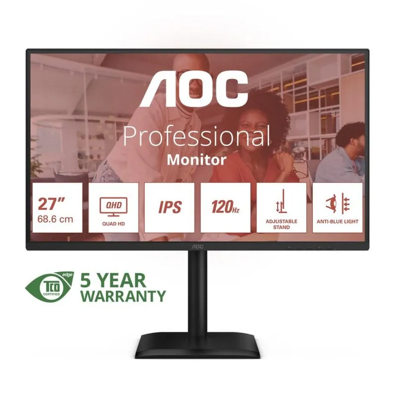 AOC Q27E4U 27" QHD 120Hz IPS Altura Ajustable Altavoces Low Blue Light VESA USB Q27E4U