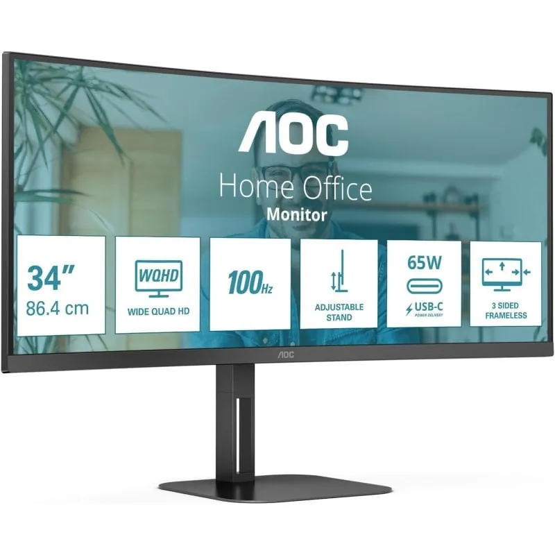 AOC V5 CU34V5C 86,4 cm (34 pulgadas pulgadas) 3440 x 1440 Pixeles Wide Quad HD LED Negro 