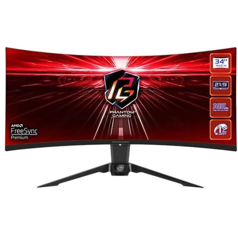 AsRock PG34WQ15R2B 34" LED UWQHD 165Hz FreeSync Premium Wifi Curva 90LXA060-A0E2A0V