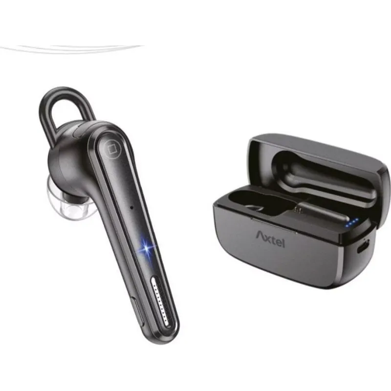 Auriculares Axtel BT25 inalámbricos Bluetooth con Cancelación de Ruido ENC, micrófono dual y carga USB-C, uso profesional mono, color negro AXH-BT25