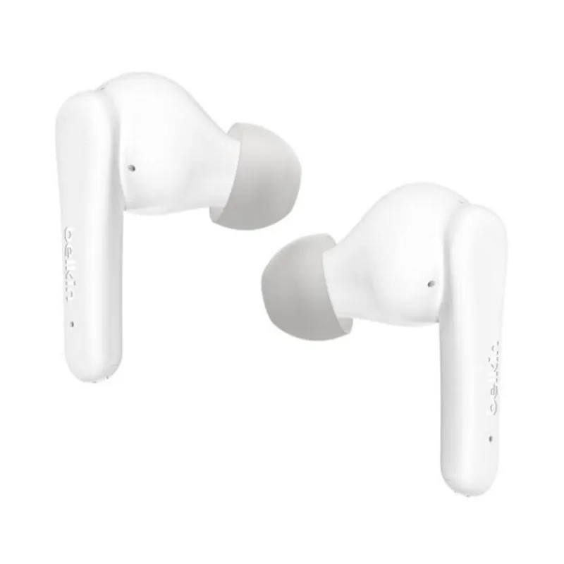 Auriculares Belkin SoundForm Rhythm inalámbricos Bluetooth con Cancelación de Ruido, micrófono y protección IPX5, blancos AUC015HQWH
