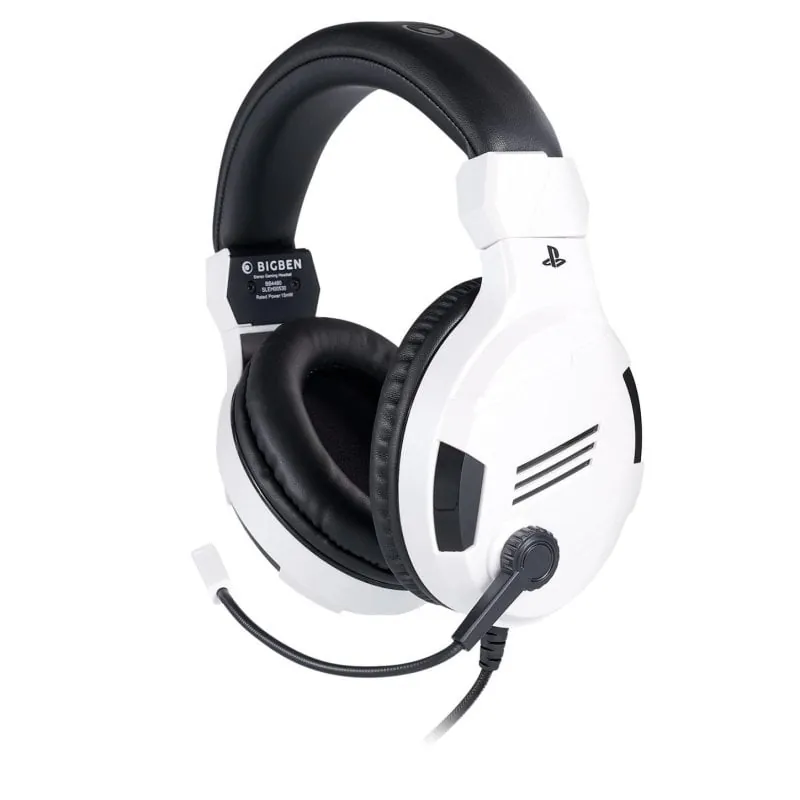 Auriculares Big Ben con cable, micrófono boom, diadema, blanco y negro para gaming PS4OFHEADSETV3WHITE