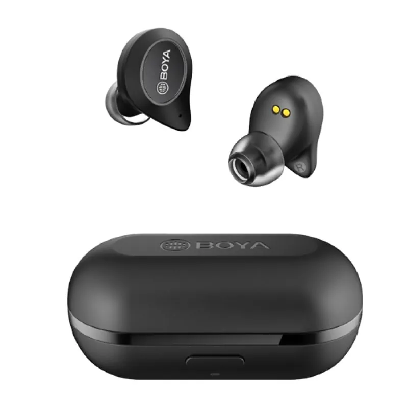 Auriculares BOYA inalámbricos Bluetooth 5.0 intrauditivos con micrófono y estuche USB-C negros 6971008025712