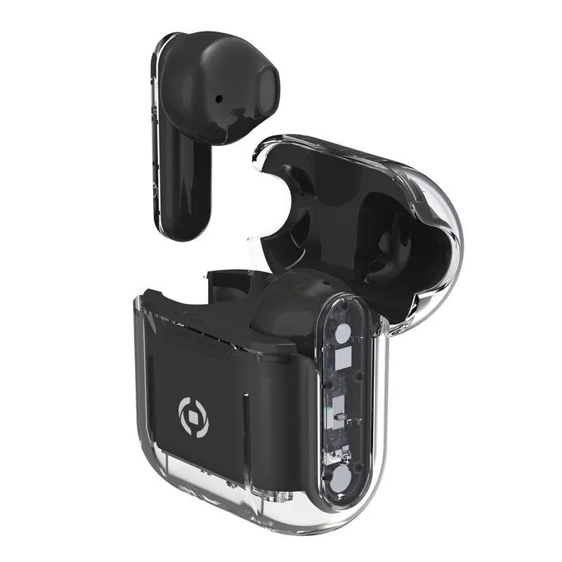 Auriculares Celly SHEER inalámbricos True Wireless Stereo con micrófono y carga rápida, negros transparentes SHEERBK