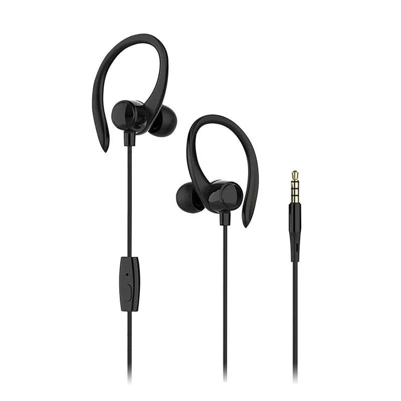 Auriculares Dam Electronics S07 con cable minijack para deporte, micrófono y control, color negro DMAK0220C00