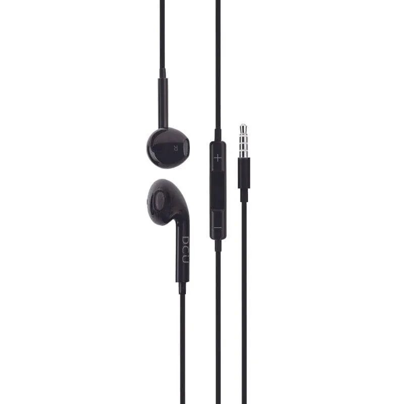 Auriculares DCU Tecnologic 34151001 con cable Jack para llamadas y música, micrófono con control de volumen, negros 8436556991158