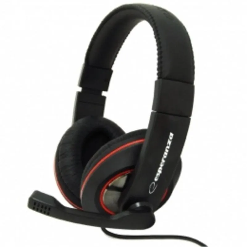 Auriculares Esperanza EH118 con cable Alámbricos Binaurales para Llamadas y Música Negro Rojo EH118