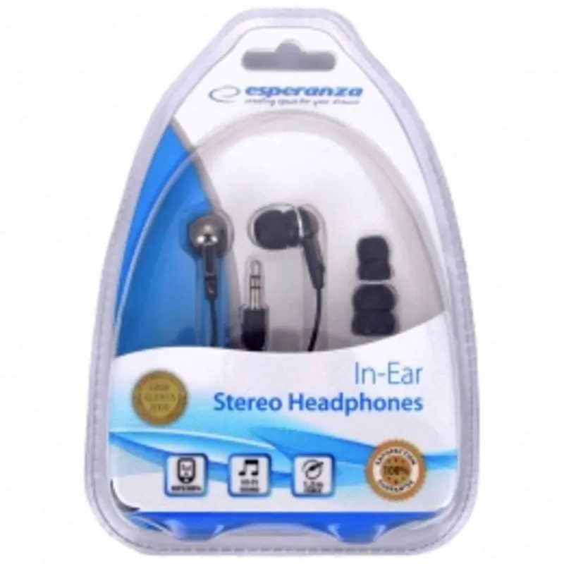Auriculares Esperanza EH125 con cable Jack 3,5 mm Uso musical Intraurales Negros Grafito EH125