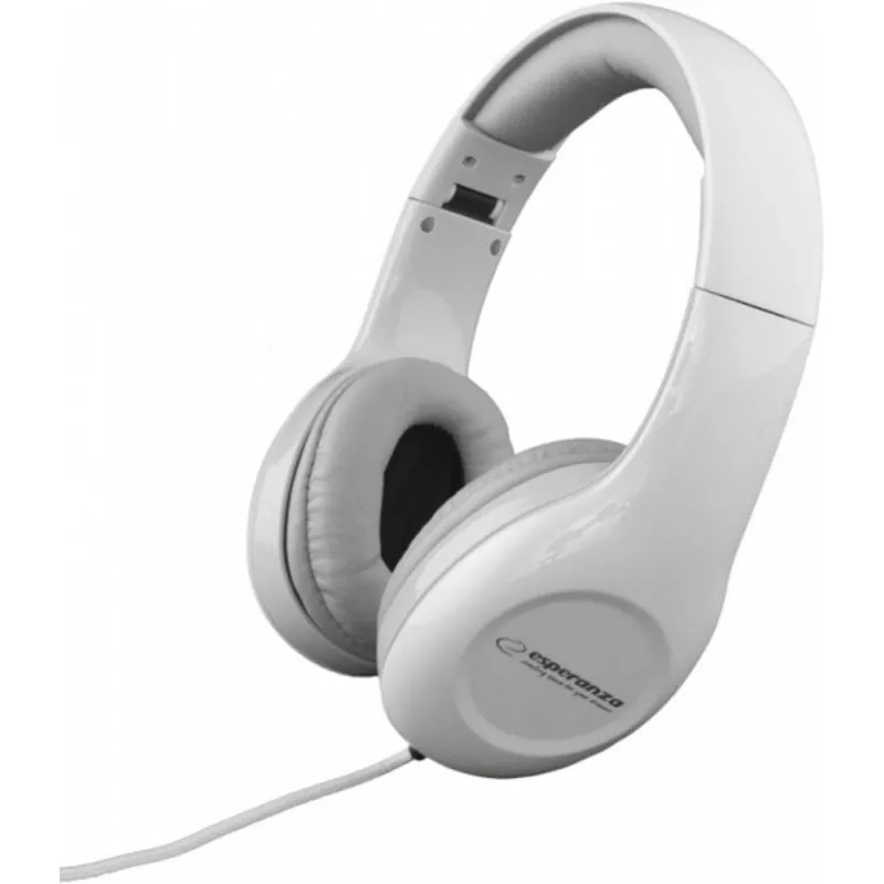 Auriculares Esperanza EH138W con cable, conexión jack 3,5 mm, música, plegables, cancelación de ruido, blancos EH138W