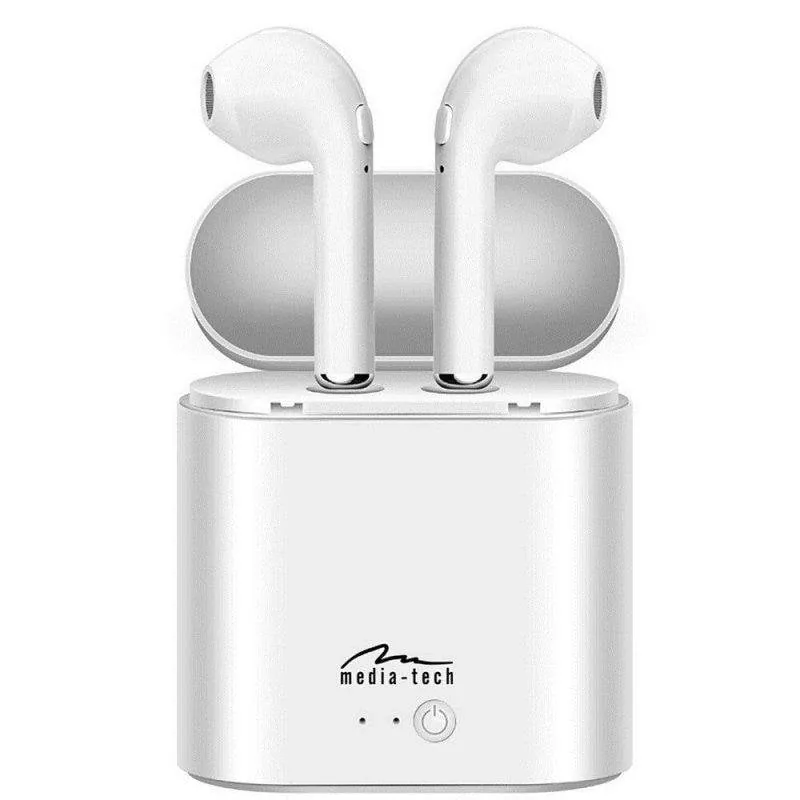 Auriculares GTmedia R-Phones inalámbricos Bluetooth intraaurales con micrófono y estuche de transporte blancos 5906453180380