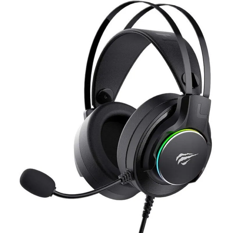 Auriculares Havit 6939119013585 con cable USB para gaming con micrófono y diadema negros 6939119013585