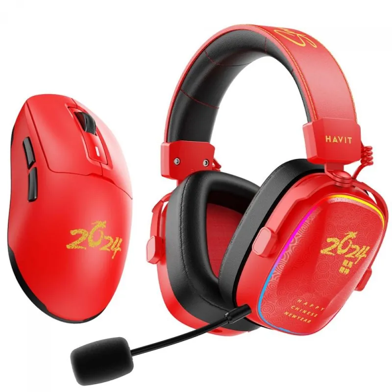 Auriculares Havit H2039BG Limited Edition inalámbricos y con cable Gaming Bluetooth con micrófono negro y rojo H2039BG (LIMITED EDITION)