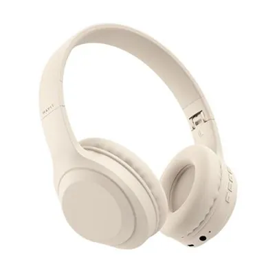 Auriculares Havit H628BT inalámbricos y con cable Bluetooth para música, plegables, color beige 6939119064525