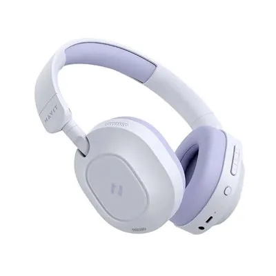 Auriculares Havit H668BT inalámbricos y con cable Bluetooth con Cancelación Activa de Ruido, uso diario, color violeta H668BT (VIOLET)
