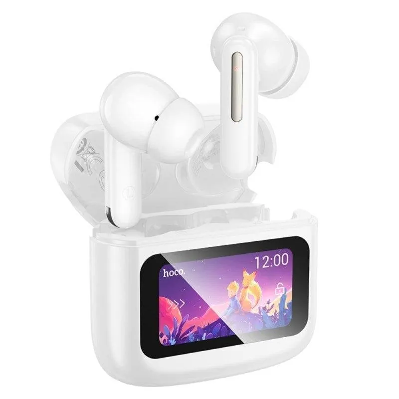 Auriculares Hoco EQ14 inalámbricos Bluetooth TWS con pantalla táctil y estuche de carga blancos 6942007644112