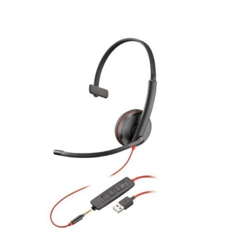 Auriculares HP con cable USB-A y micrófono profesional Blackwire C3215 negros 80S06A6