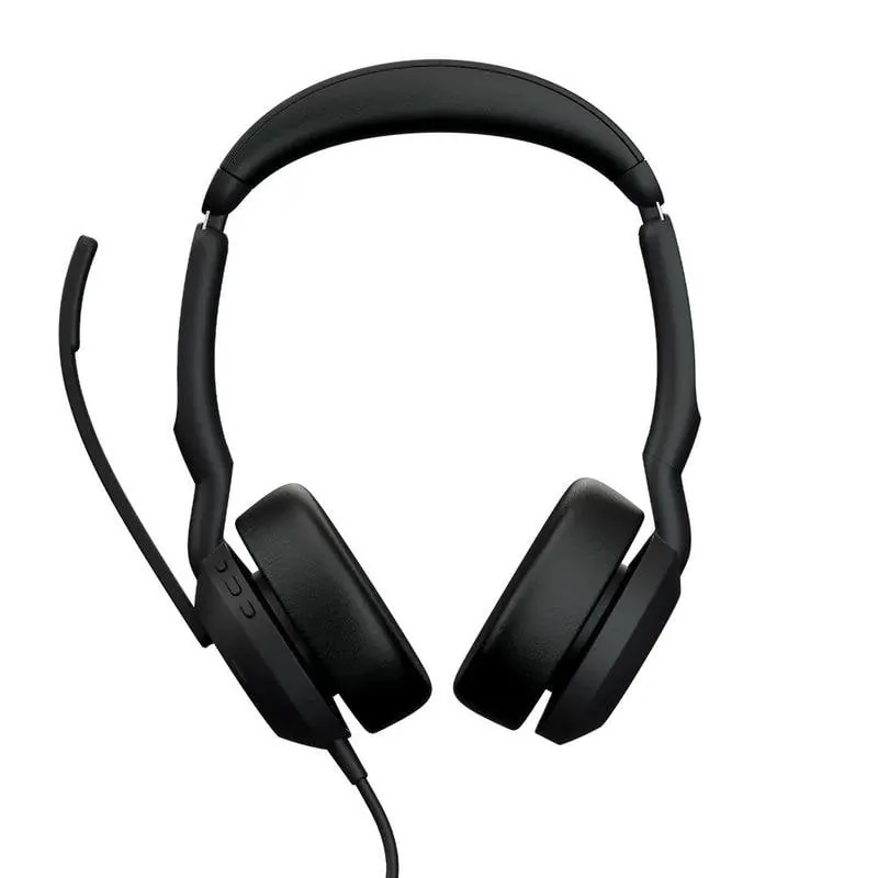 Auriculares Jabra Evolve2 50 con cable USB Type-C/Type-A, Cancelación Activa de Ruido, para oficina y teletrabajo, micrófono retráctil y control en almohadillas, color negro 25069-999-899