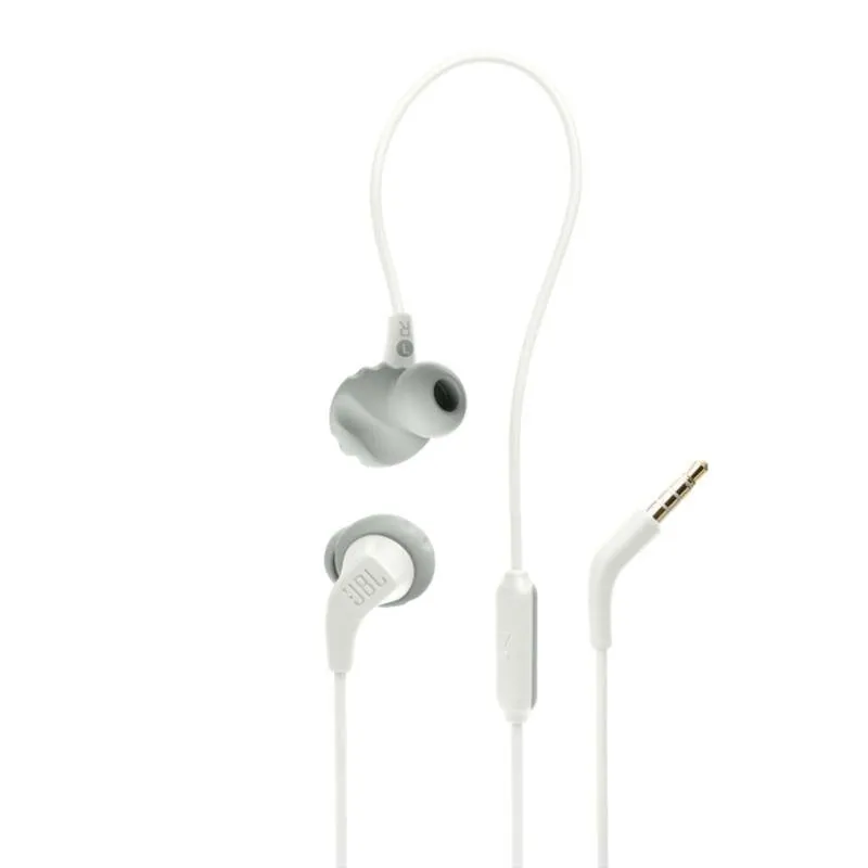 Auriculares JBL Endurance Run 2 con cable, jack 3,5 mm y micrófono, uso deportivo, resistentes al sudor, color blanco JBLENDURRUN2WHT