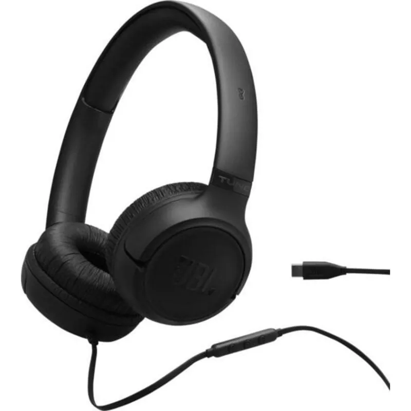 Auriculares JBL Tune 530C con cable USB-C para uso diario y llamadas, diseño plegable negro JBLT530CBLK