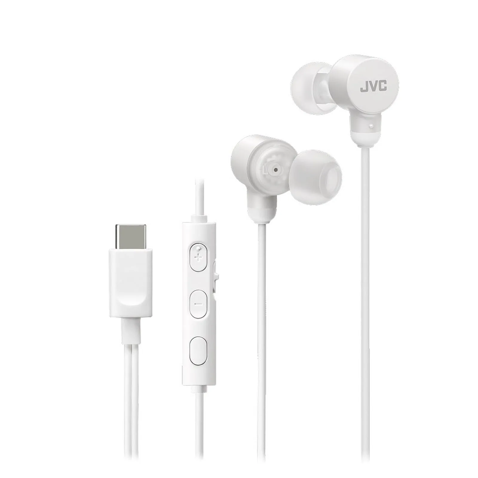 Auriculares JVC con cable USB-C, Hi-Res Audio, micrófono, control de volumen y blancos HA-FR29UC-W-U