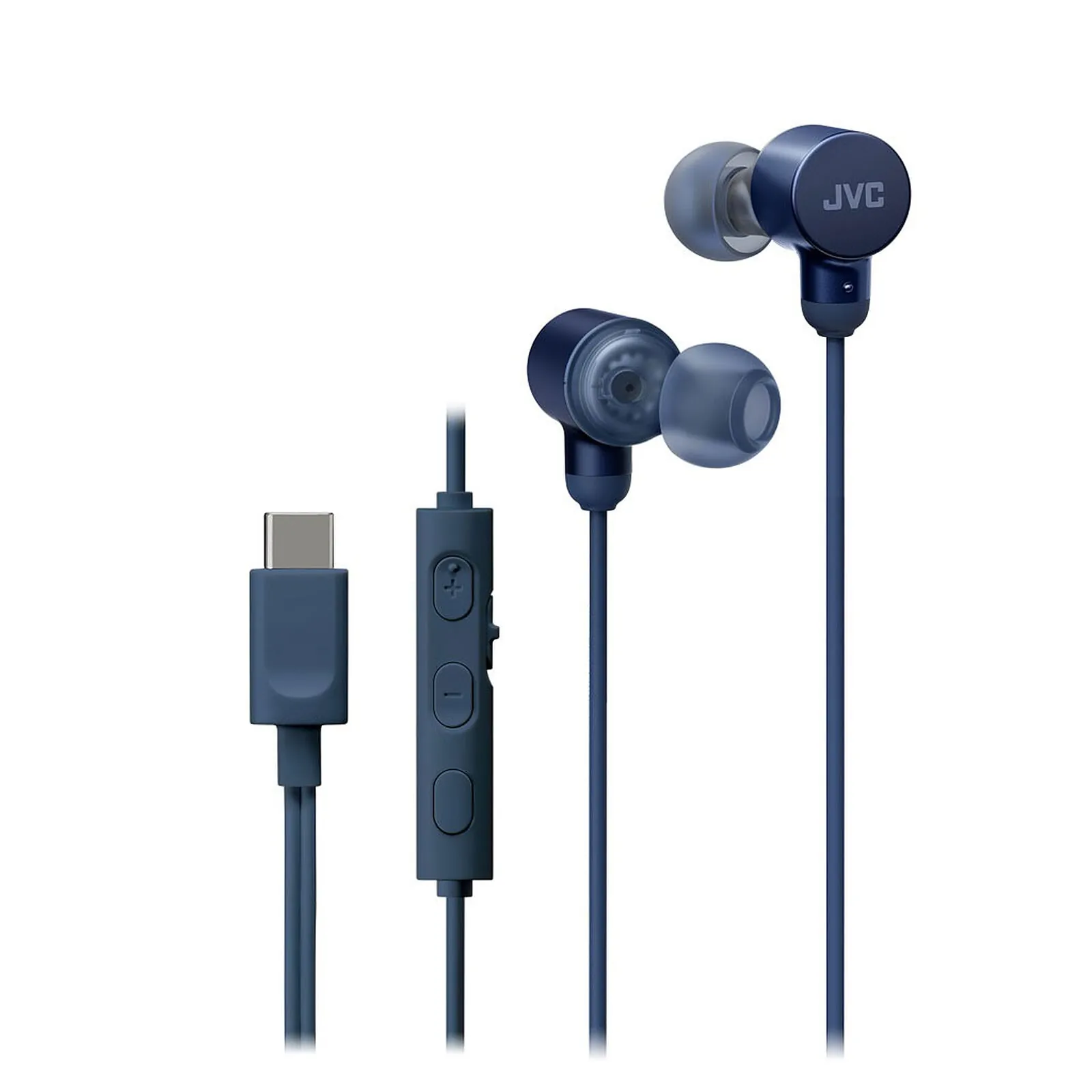 Auriculares JVC con cable USB-C Hi-Res Micrófono Azul control volumen intraurales HA-FR29UC-A-U