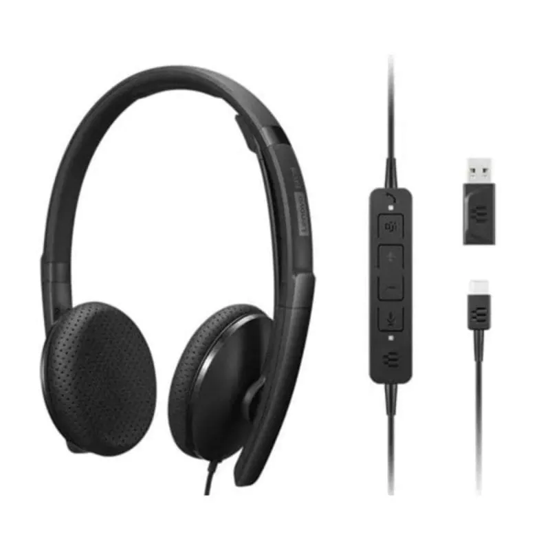 Auriculares Lenovo con cable negro, frecuencia 20-20000 Hz, diseño ligero 137 g 4XD1M45626