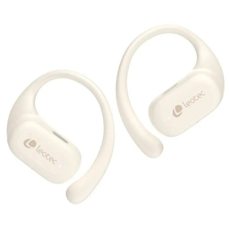 Auriculares Leotec Zenit Sport inalámbricos Bluetooth con Cancelación de Ruido, Micrófono y resistencia IPX5, color beige LETWS01W