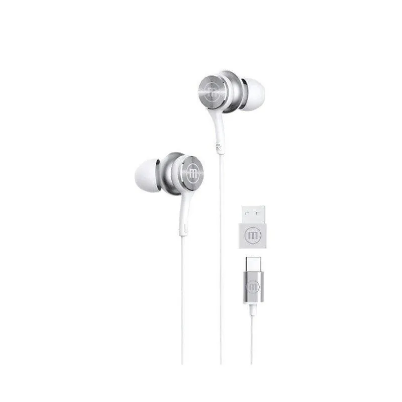 Auriculares Maxell Xc1 con cable USB-C/USB-A para llamadas y música, blanco 0025215504501