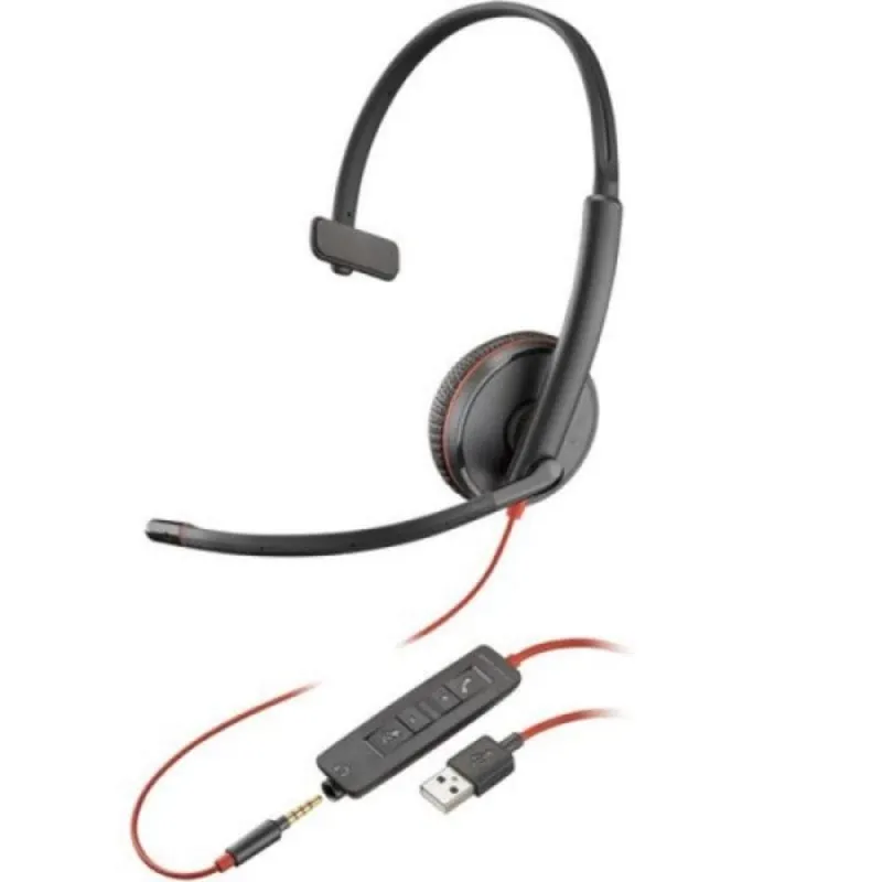 Auriculares Poly con cable USB-A y 3,5 mm con micrófono y cancelación de ruido, negro 80S06AA