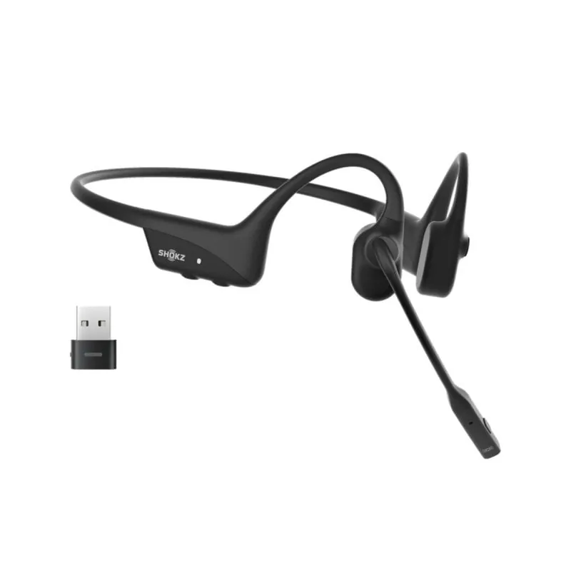 Auriculares Shokz C120-AC-BK inalámbricos Bluetooth con Cancelación de Ruido, Micrófono boom y control táctil, para oficina y call center, negros C120-AC-BK