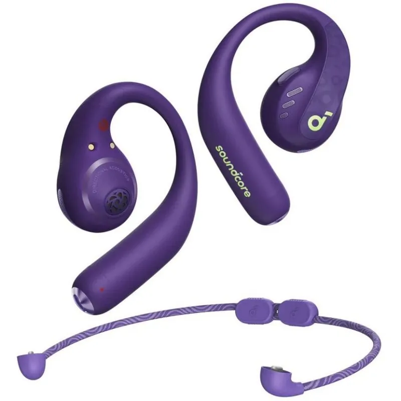 Auriculares Soundcore AeroFit Pro inalámbricos Bluetooth con Cancelación de Ruido, micrófono y control por voz, púrpura A3871GQ1