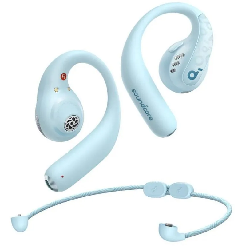 Auriculares Soundcore AeroFit Pro inalámbricos Bluetooth para deporte y llamadas con resistencia IPX5 color aguamarina A3871G61
