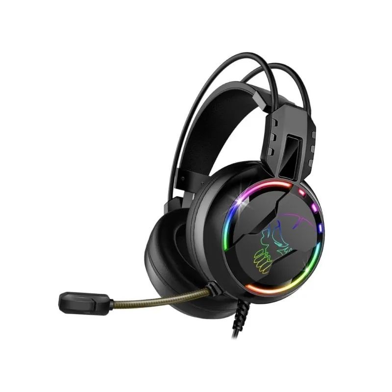 Auriculares Spirit of Gamer Pro H7 con cable USB y jack 3,5 mm para gaming RGB, cancelación de ruido, color negro MIC-PH7