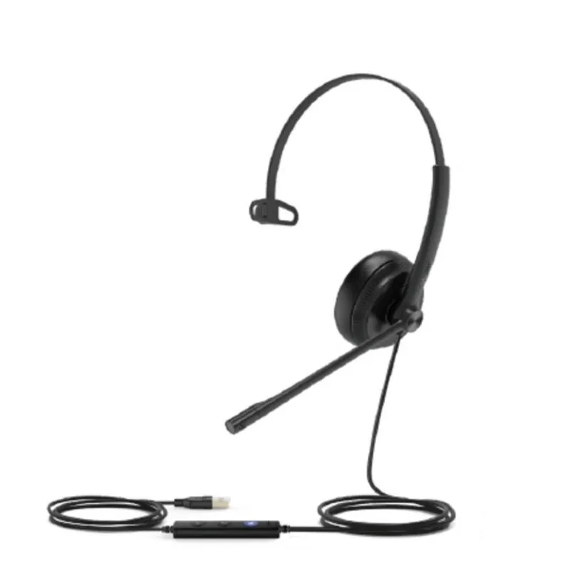 Auriculares Yealink UH34 con cable USB para oficina y call center con cancelación de ruido, control en cable y micrófono, color negro UH34 MONO UC