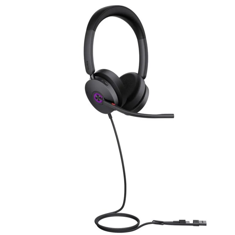 Auriculares Yealink UH48 Dual con cable USB-C/A, Cancelación Activa de Ruido, para Llamadas y Música, Negro 1308152