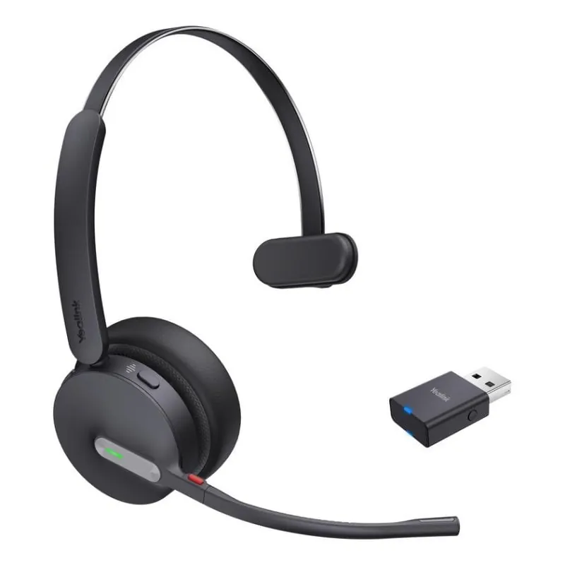 Auriculares Yealink WH64 Hybrid Mono UC inalámbricos Bluetooth con cancelación de ruido para oficina y call center negros 1208688