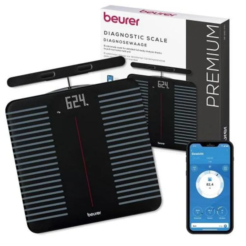 Báscula Beurer Análisis Corporal WiFi Bluetooth Vidrio Seguridad Negra BF990