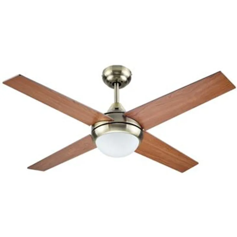 Bastilipo Mojacar Cuero Ventilador de Techo Bronce Envejecido 105 Cm Con Luz 3 LED y Mando 30531
