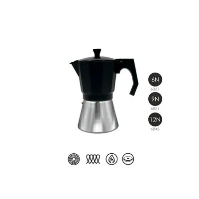 Bastilipo Mokka Induction 9N Cafetera Italiana 9 Tazas Negra 66831