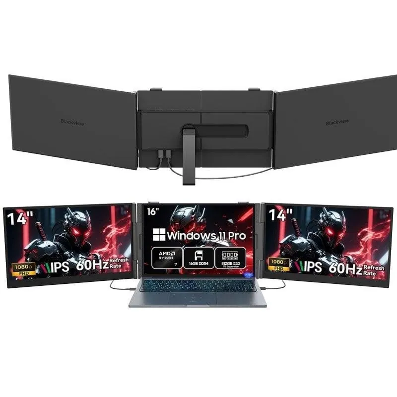 Blackview Gamibook 8 Gaming Laptop 16" AMD Ryzen 7 7735HS 16GB 512GB W11 Pro + Pantalla Portátil GamiBook8(16+512)-GREY+DCM6