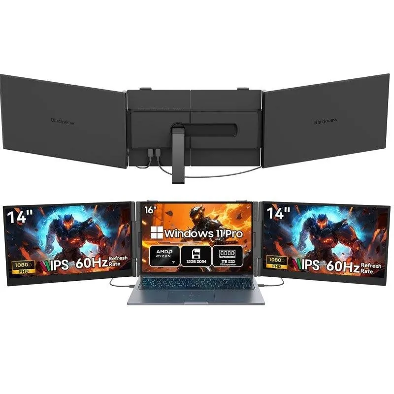 Blackview Gamibook 8 Gaming Laptop 16" AMD Ryzen 7 7735HS 32GB 1TB W11 Pro + Pantalla Portátil Dual GamiBook8(32+1TB)-GREY+DCM6