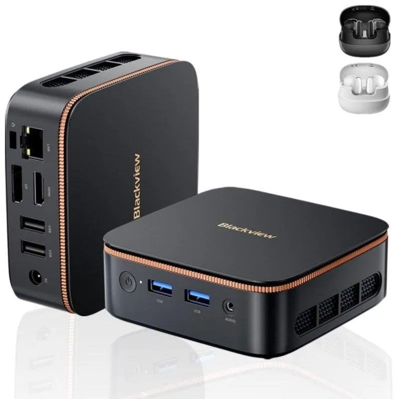 Blackview MP20 Mini PC AMD Ryzen 3 3300U 16 GB 512GB SSD Windows 11 Pro Negro MP20(16+512)N150-BLACK+AIRBUDS20