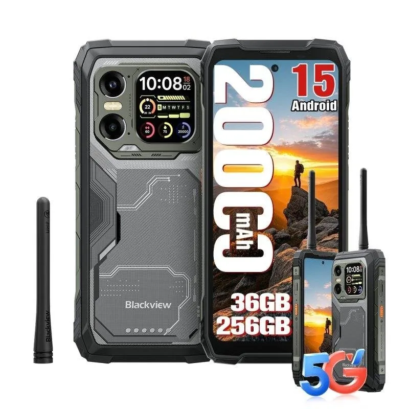 Blackview Xplore 1 12GB 256GB 6.78" 120Hz FHD+ 5G Dual SIM Walkie Talkie IP69K 20000mAh Android 15 Negro XPLORE1Walkie(12+256)-BLACK