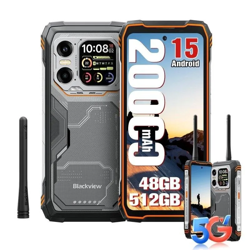 Blackview Xplore 1 16GB 512GB 6.78" 120Hz 5G Dual SIM Walkie Talkie IP69K 20000mAh Android 15 Naranja XPLORE1Walkie(16+512)-ORANGE